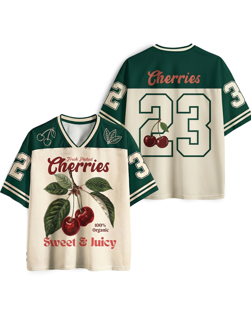 TheRetroTee Vintage Kirsche 1950er Netz-Trikot