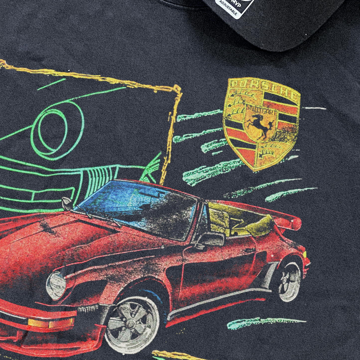 Retro 1992 'Porsche' Washed Black T-Shirt
