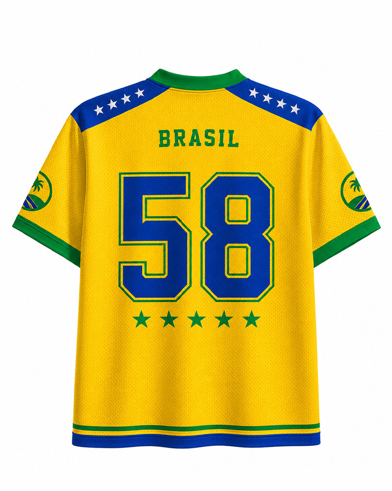 TheRetroTee Vintage Brazil Football Heritage Mesh Jersey