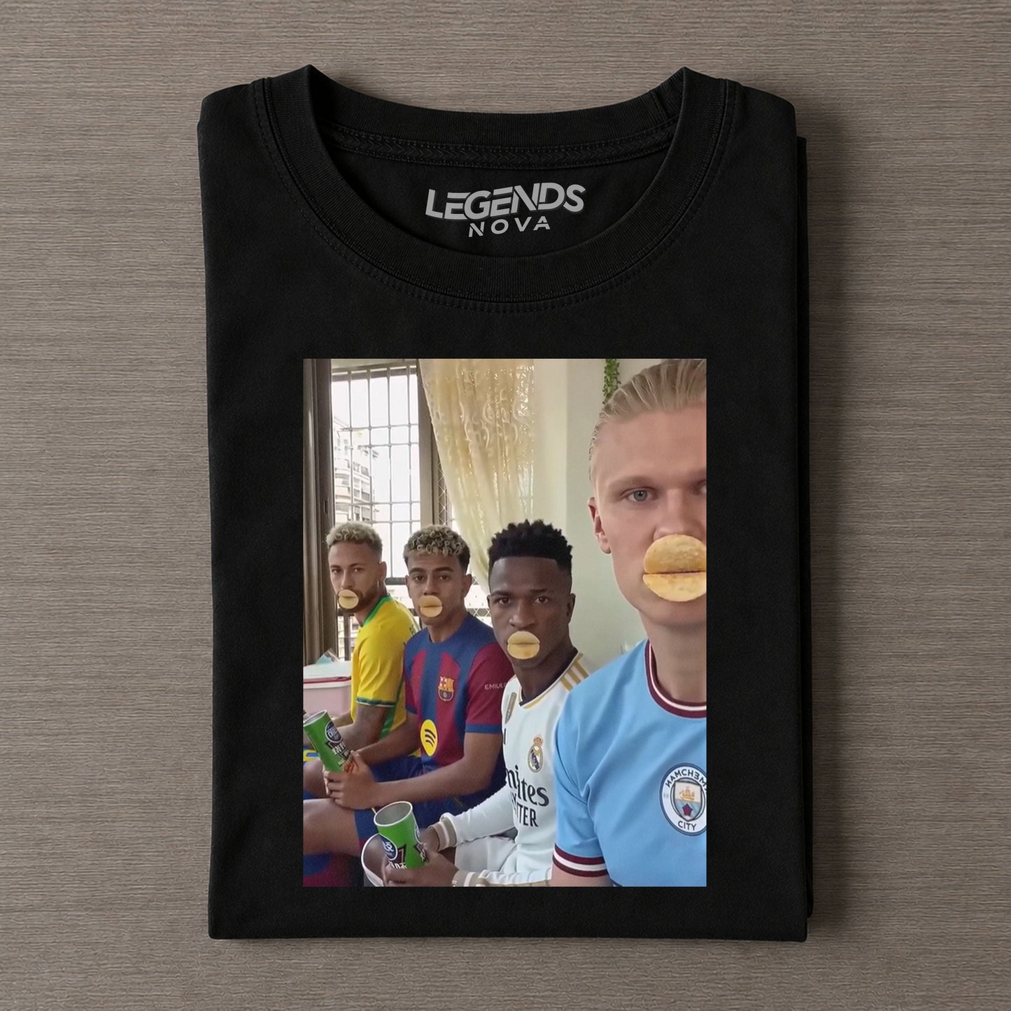 Four Football Stars Funny Chip Mouth Graphic Tee