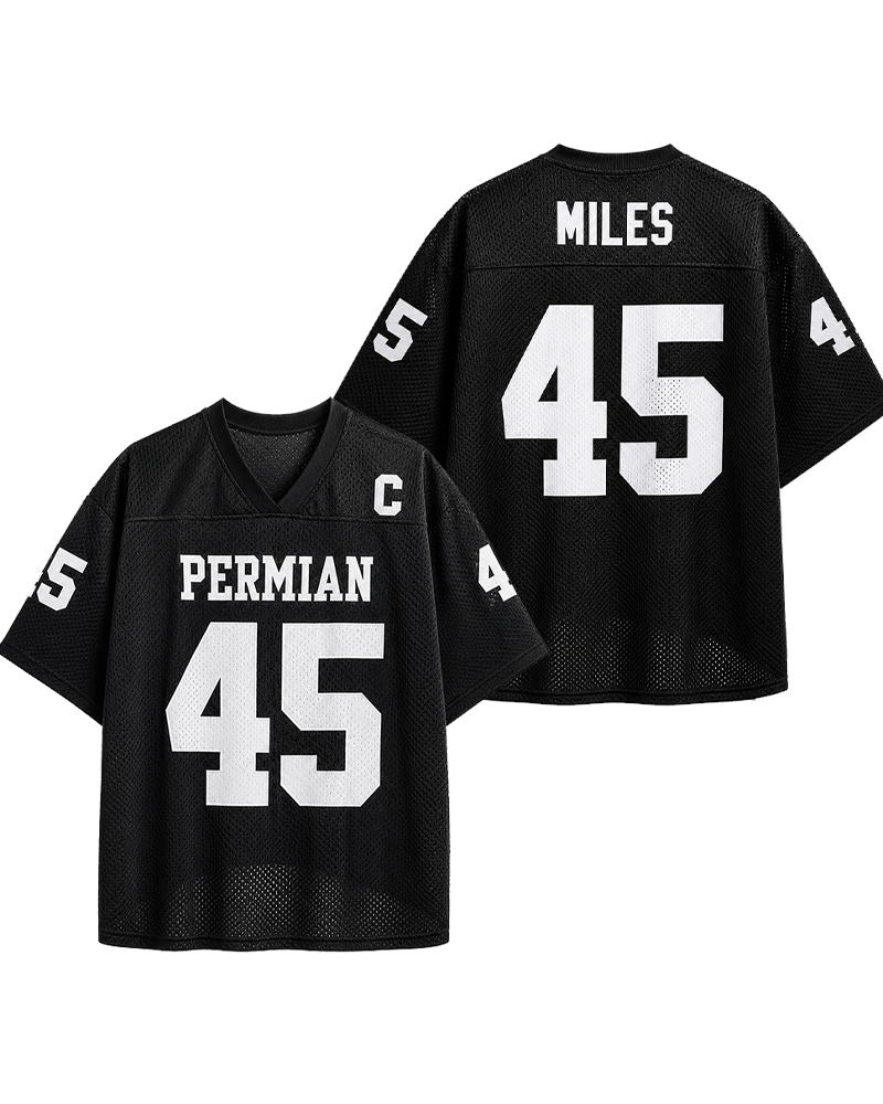 TheRetroTee Texas Sportsfilm-inspiriertes #45 Schwarzes Football-Mesh-Trikot