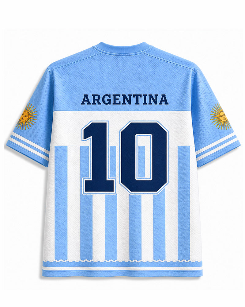 TheRetroTee Vintage Argentina Sky Blue Football Mesh Jersey