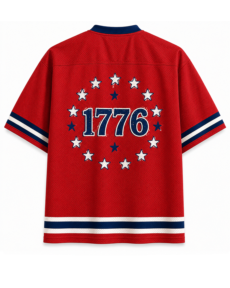 TheRetroTee Boop Eagle Funny Patriotic 1776 Vintage 4th of July Mesh Jersey