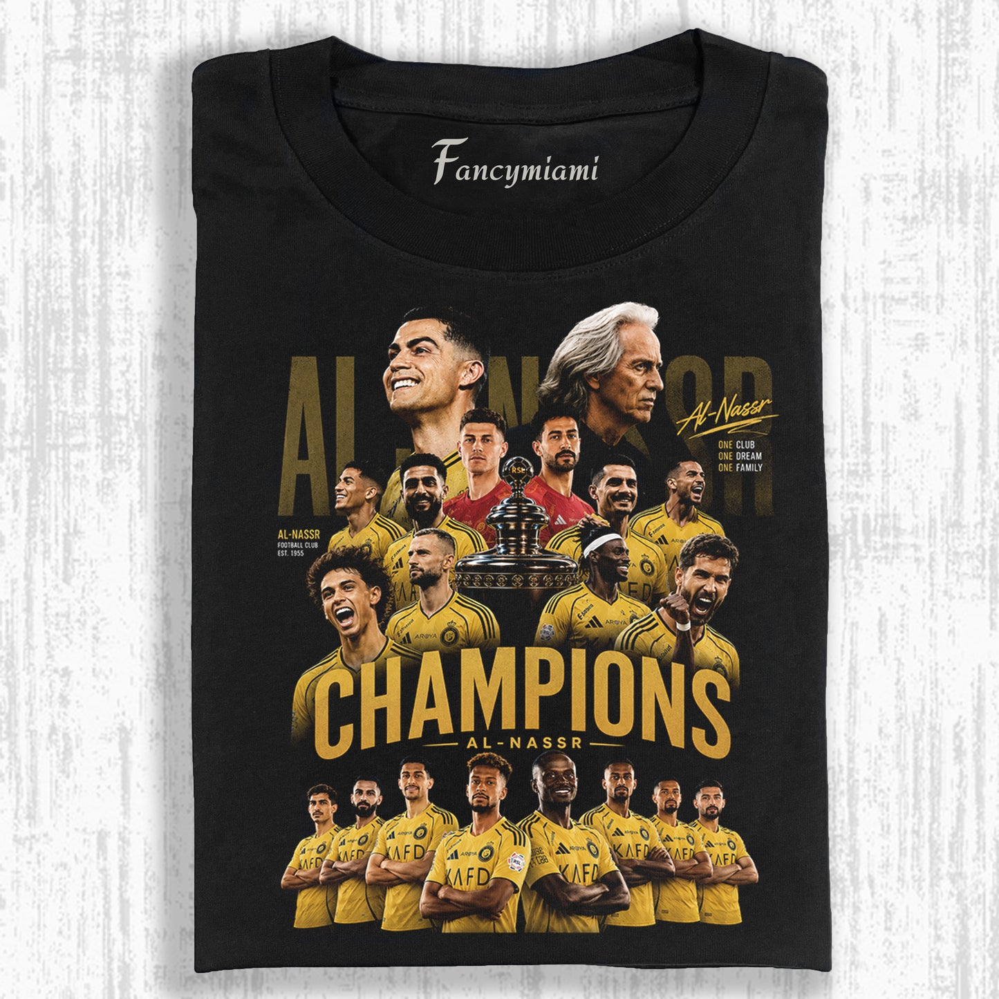 VINTAGE GELBES TRIKOT FUSSBALLMEISTER VERWASCHENES T-SHIRT