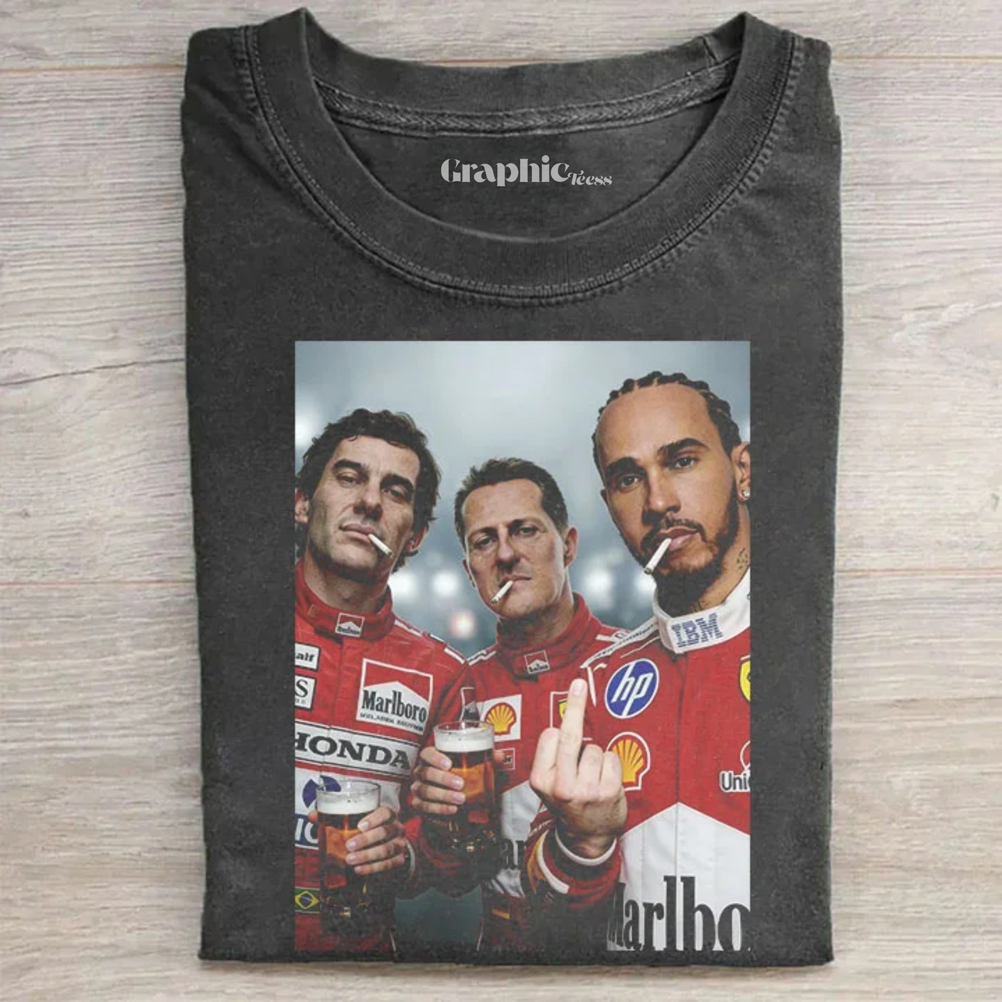 F1 Three Kings Together:Senna & Michael Schumacher & F1 Lewis Hamilton T-shirt