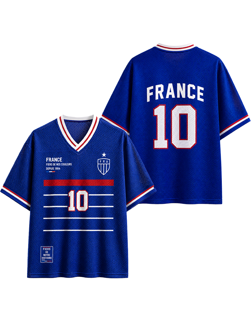 TheRetroTee Frankreich #10 Retro Fußball-Mesh-Trikot