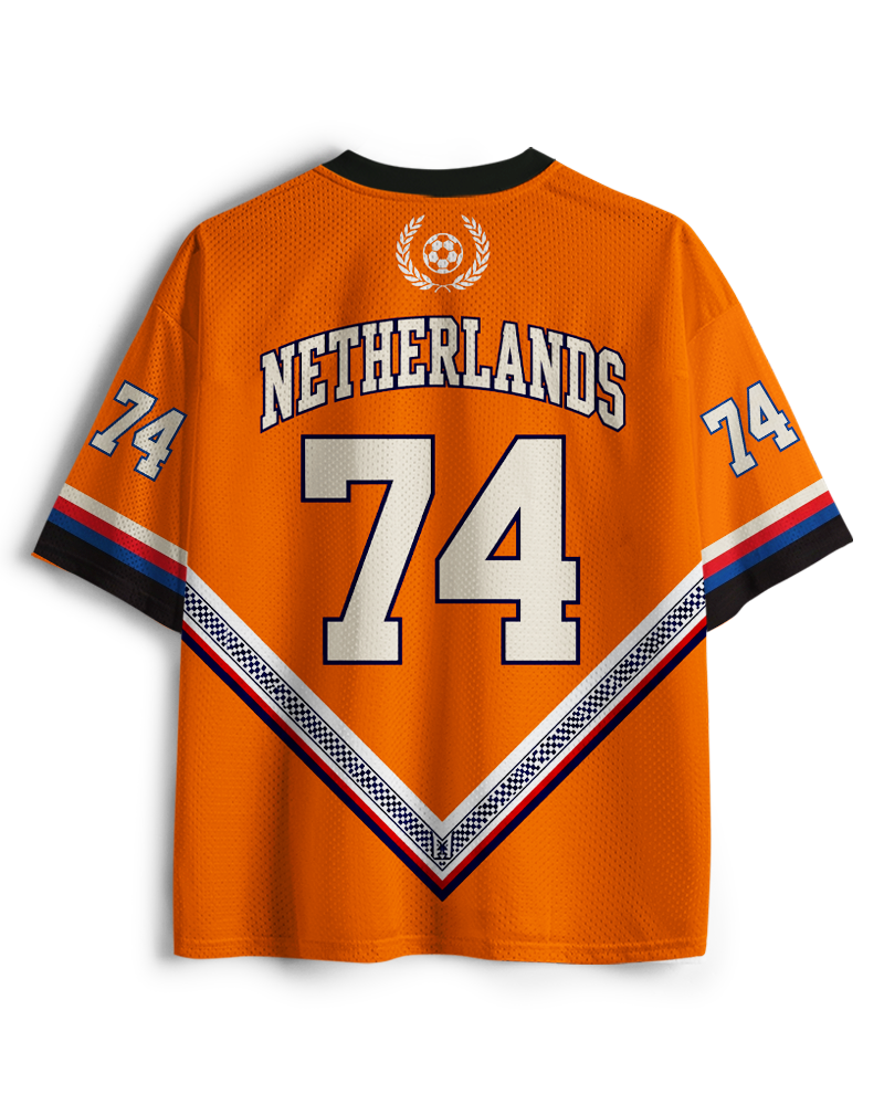 TheRetroTee Vintage Niederlande Fußball-Mesh-Trikot