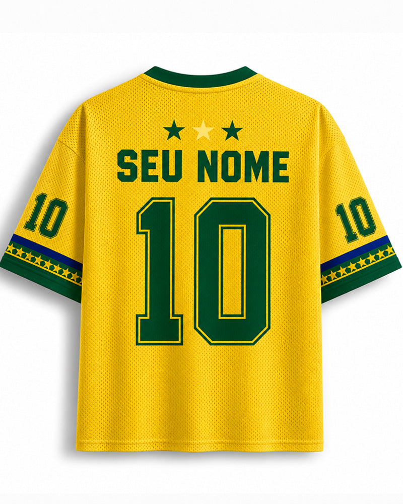 TheRetroTee Custom Brasil Cropped Soccer Mesh Trikot