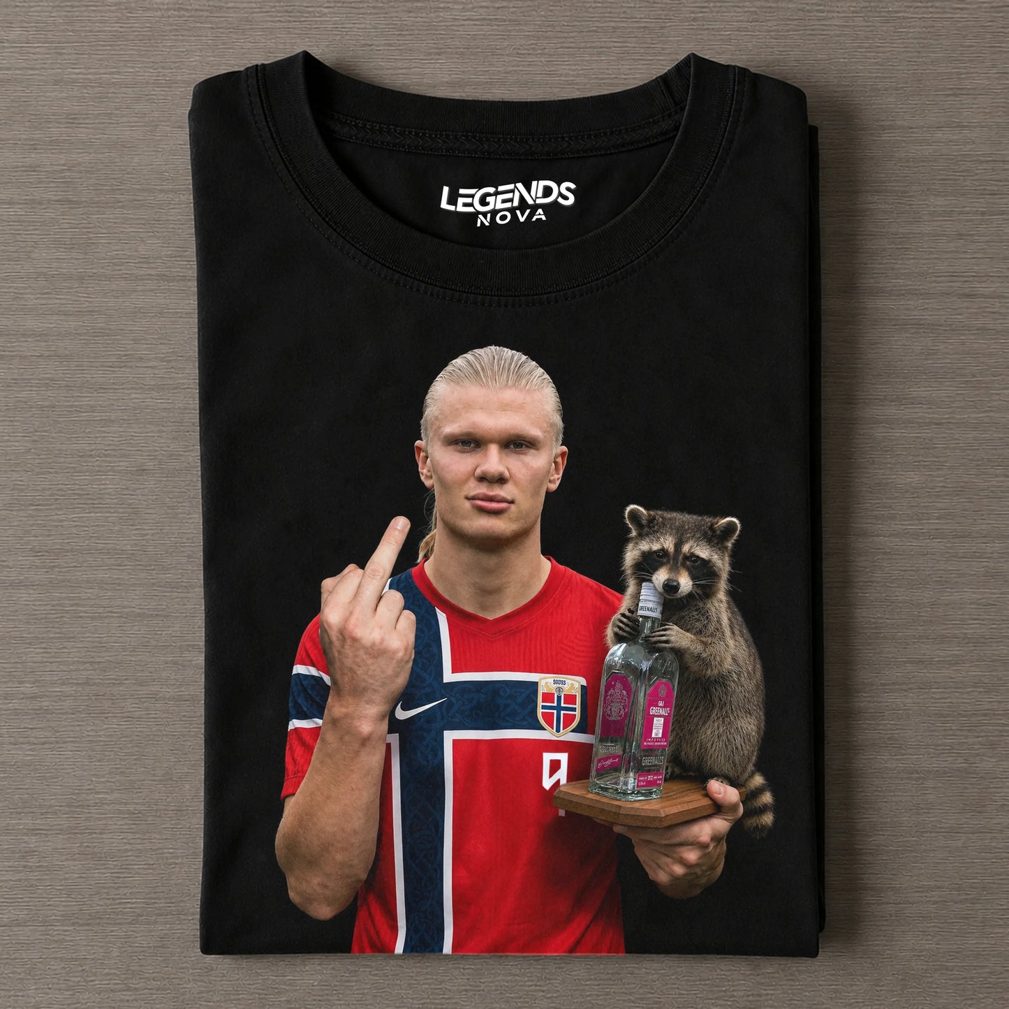 Erling Haland & Whiskey Raccoon H-MT-F V2 Tee