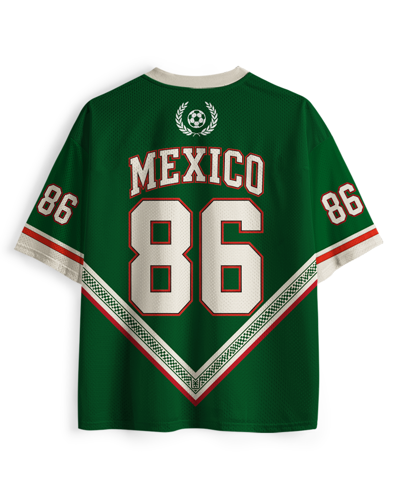 TheRetroTee Vintage Mexico Heritage Green Football Mesh Jersey