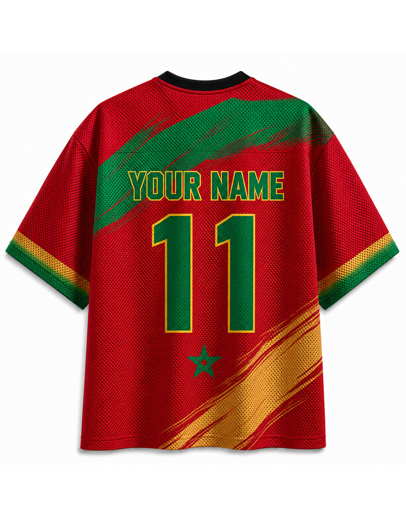 TheRetroTee Maillot de football du Maroc personnalisé en mesh