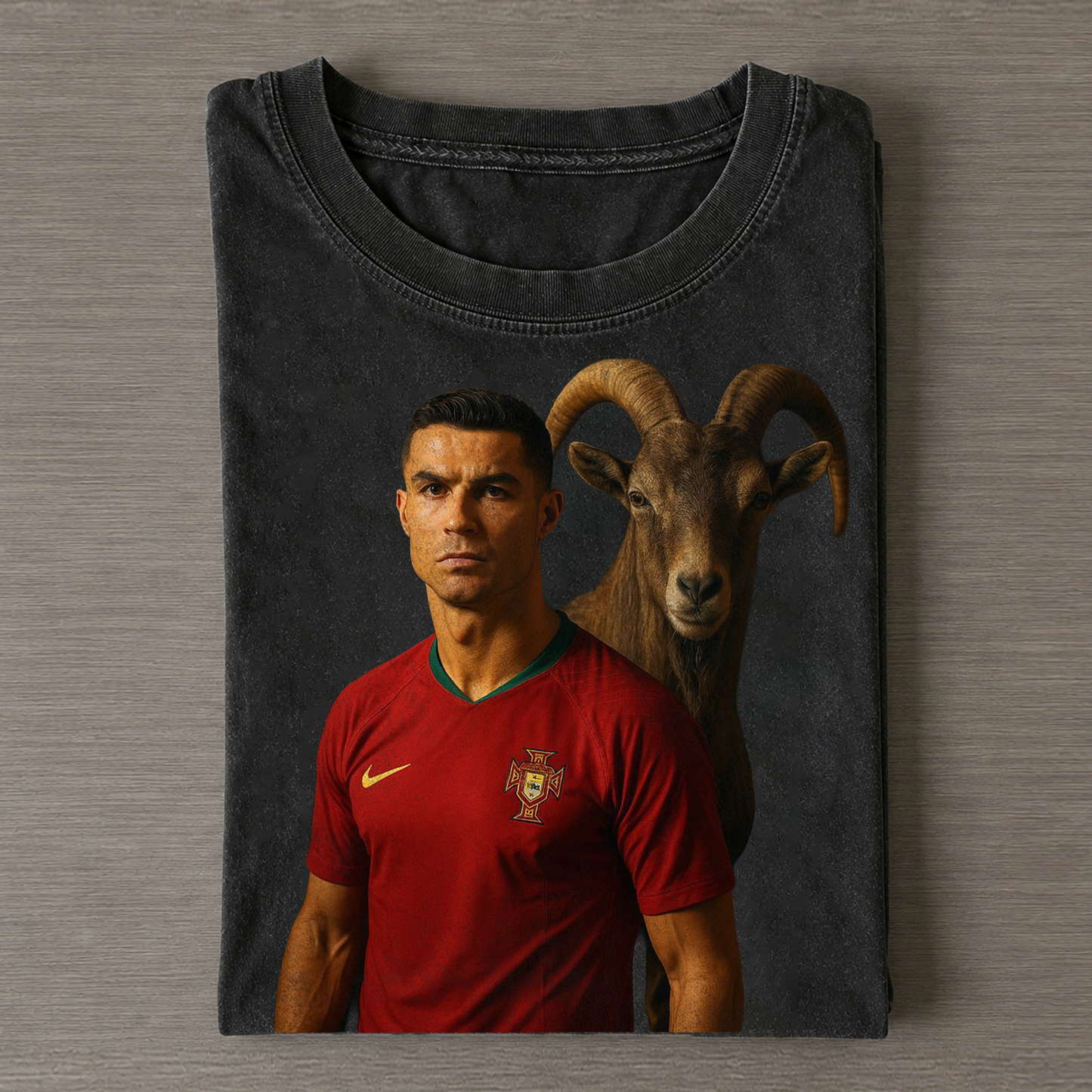 CR7 Ronaldo Portugal GOAT Ram Portrait Tee