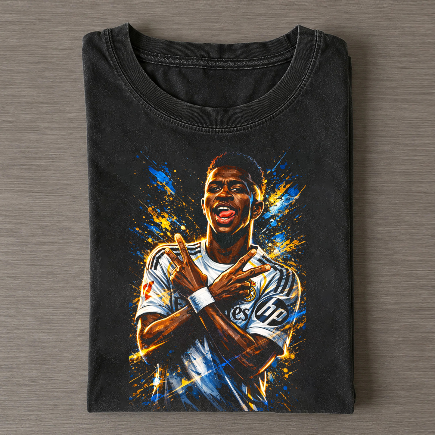Vinicius Jr Splash Art Real Madrid Vintage Washed Tee