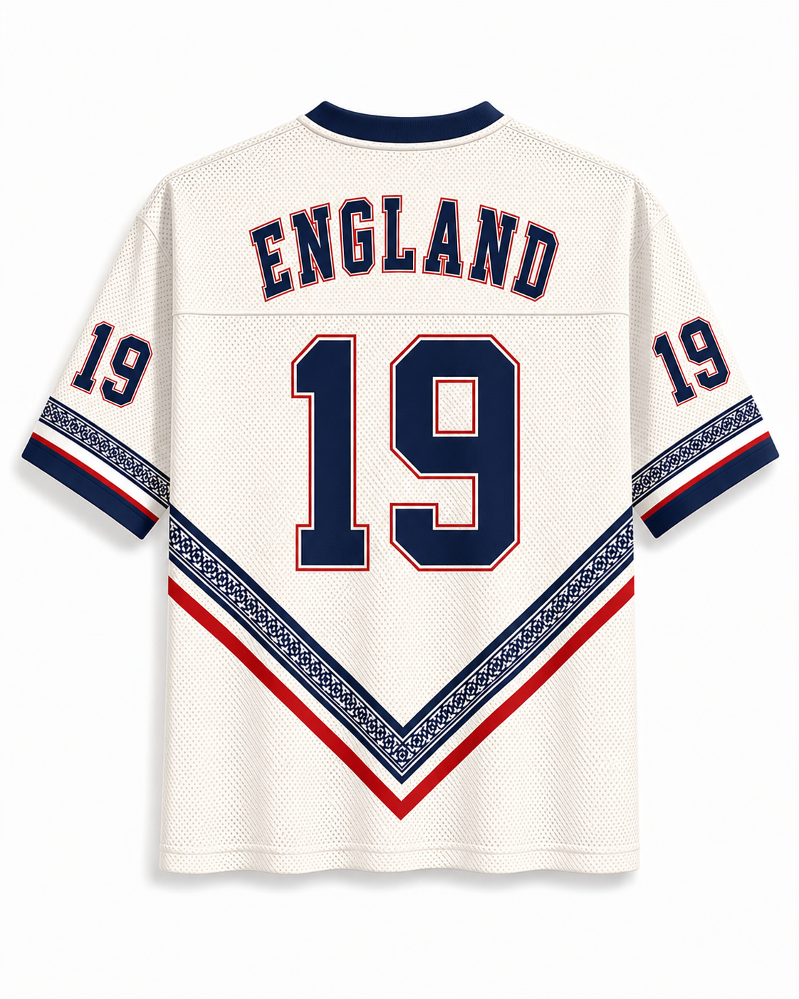 TheRetroTee Vintage England Heritage White Football Mesh Jersey