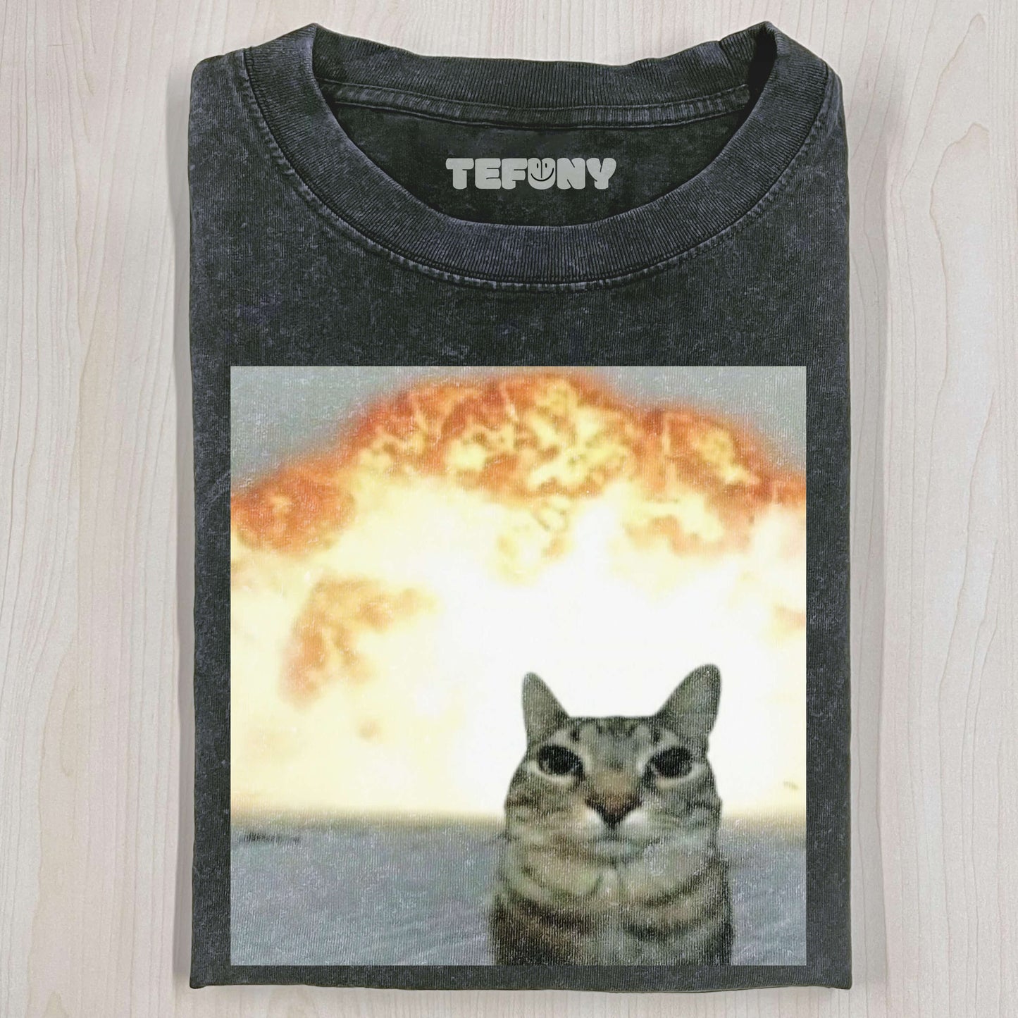 WASHED COTTON CAT T-SHIRT V1