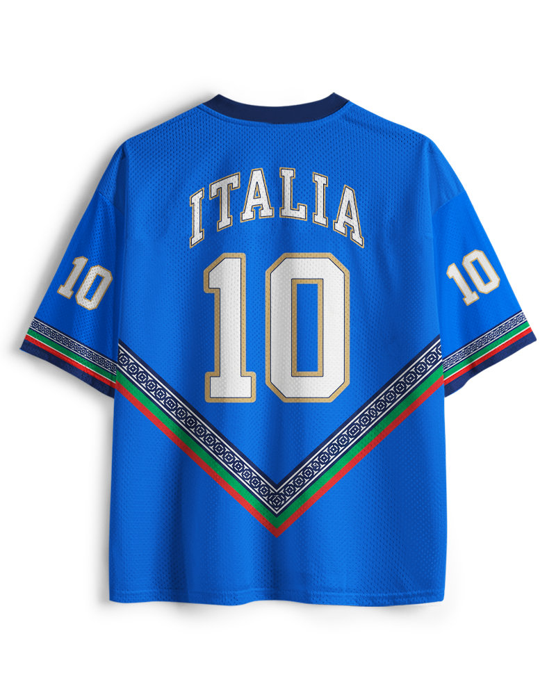 TheRetroTee Maillot Vintage de Football Italie Bleu Héritage en Mesh