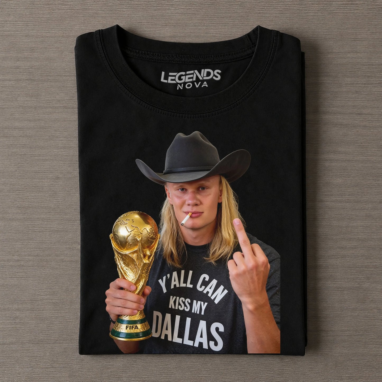 Cowboy Haaland Weltmeisterschaft Stinkefinger Vintage Washed T-Shirt