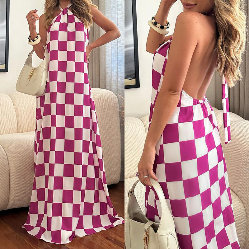 Women's Elegant Sexy Halter Neck Backless Loose Slim Maxi Dress