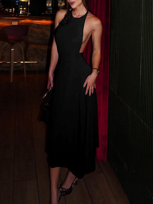 Halter Neck Strappy Sexy Backless Dress