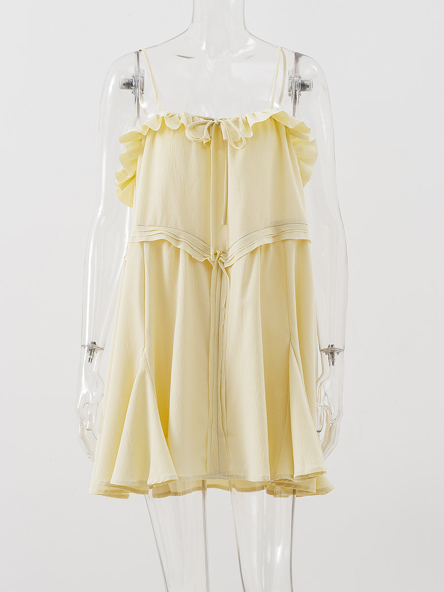 Women’s Casual Sleeveless Lace-Up V-Neck Mini Dress