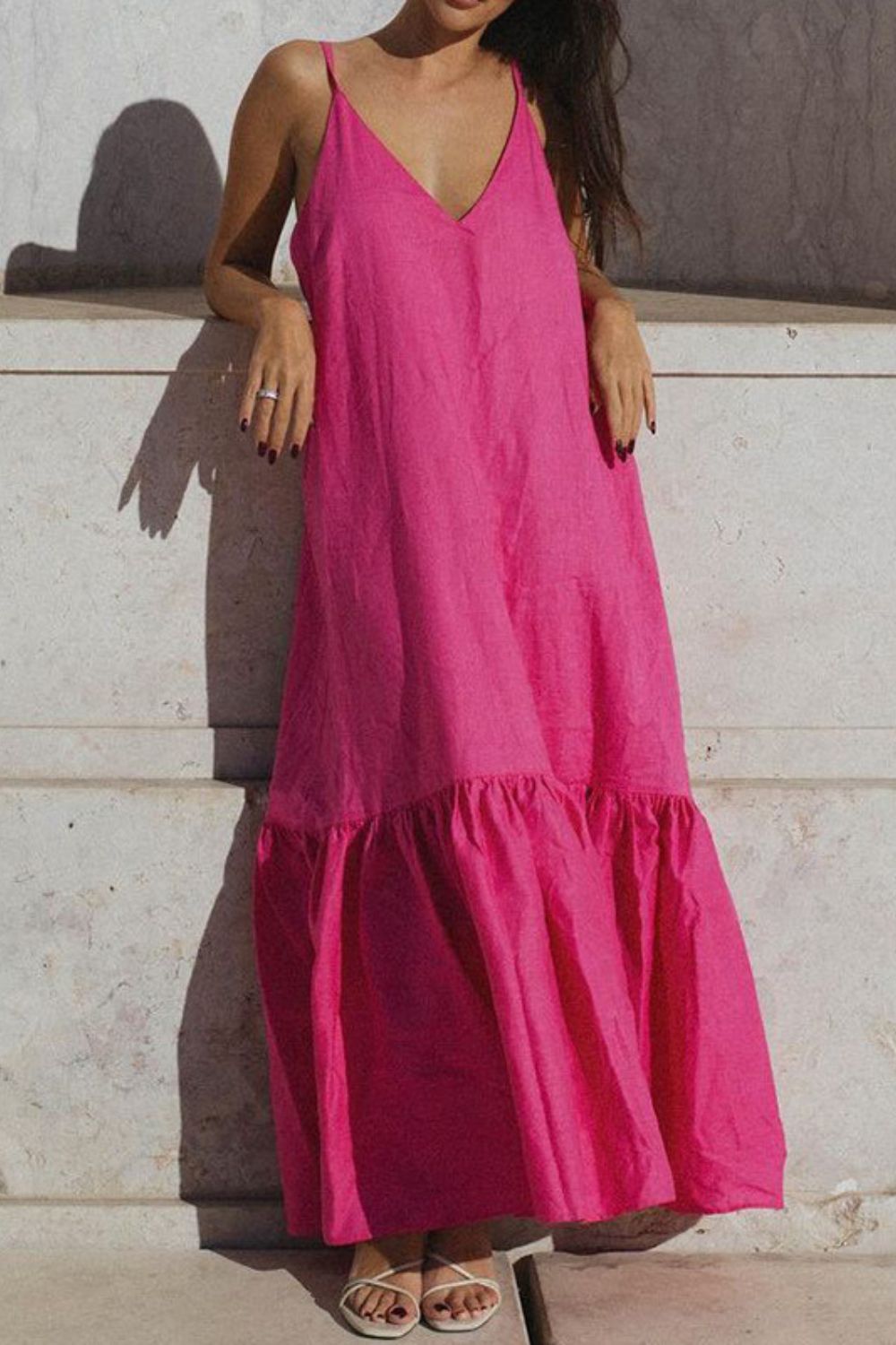 Women's Backless Sleeveless Sexy Camisole Fashion Solid Color  Maxi Dress