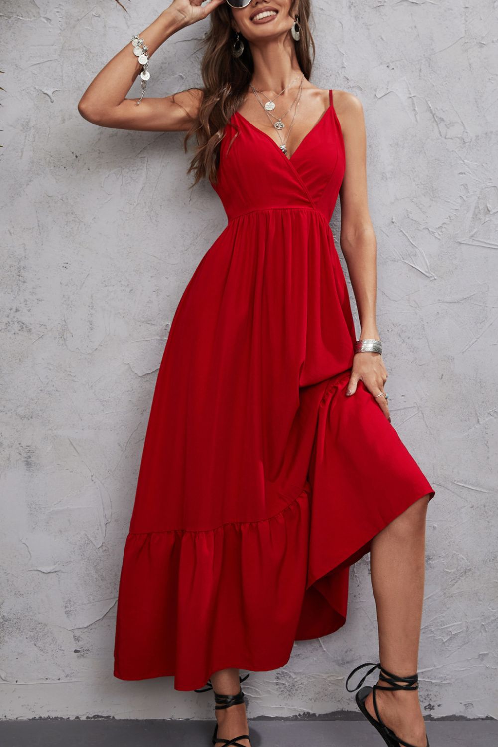 Summer Solid Color Sexy Suspenders Party Casual Maxi Dress