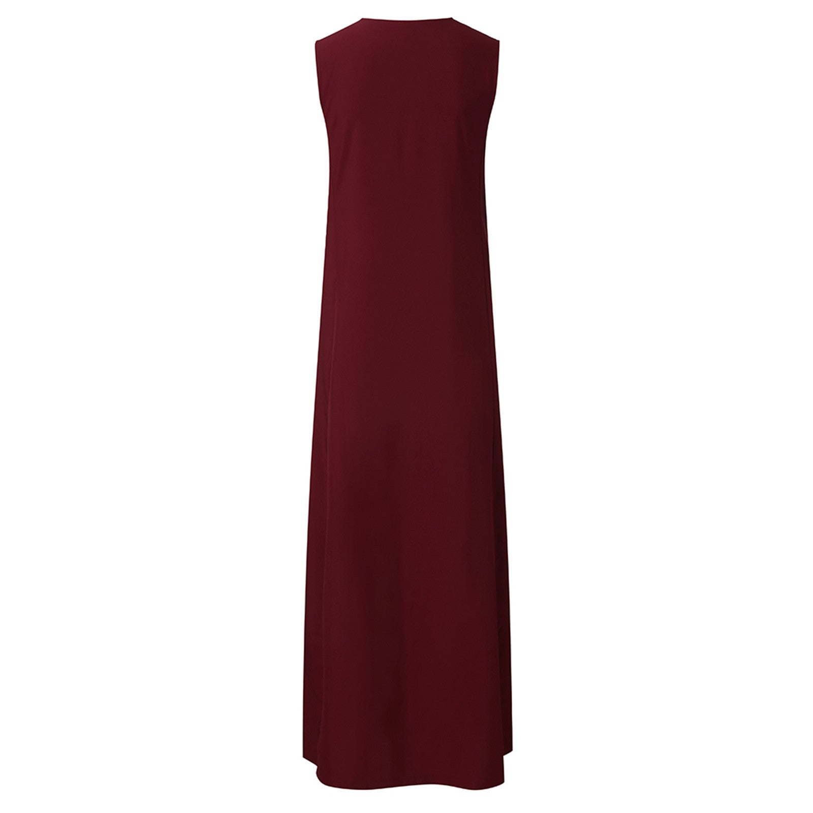 Summer Vintage Solid Color Casual V Neck Backless Party Maxi Dress