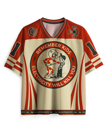 TheRetroTee Electricity Will Kill You Kids 1950er Netz-Trikot