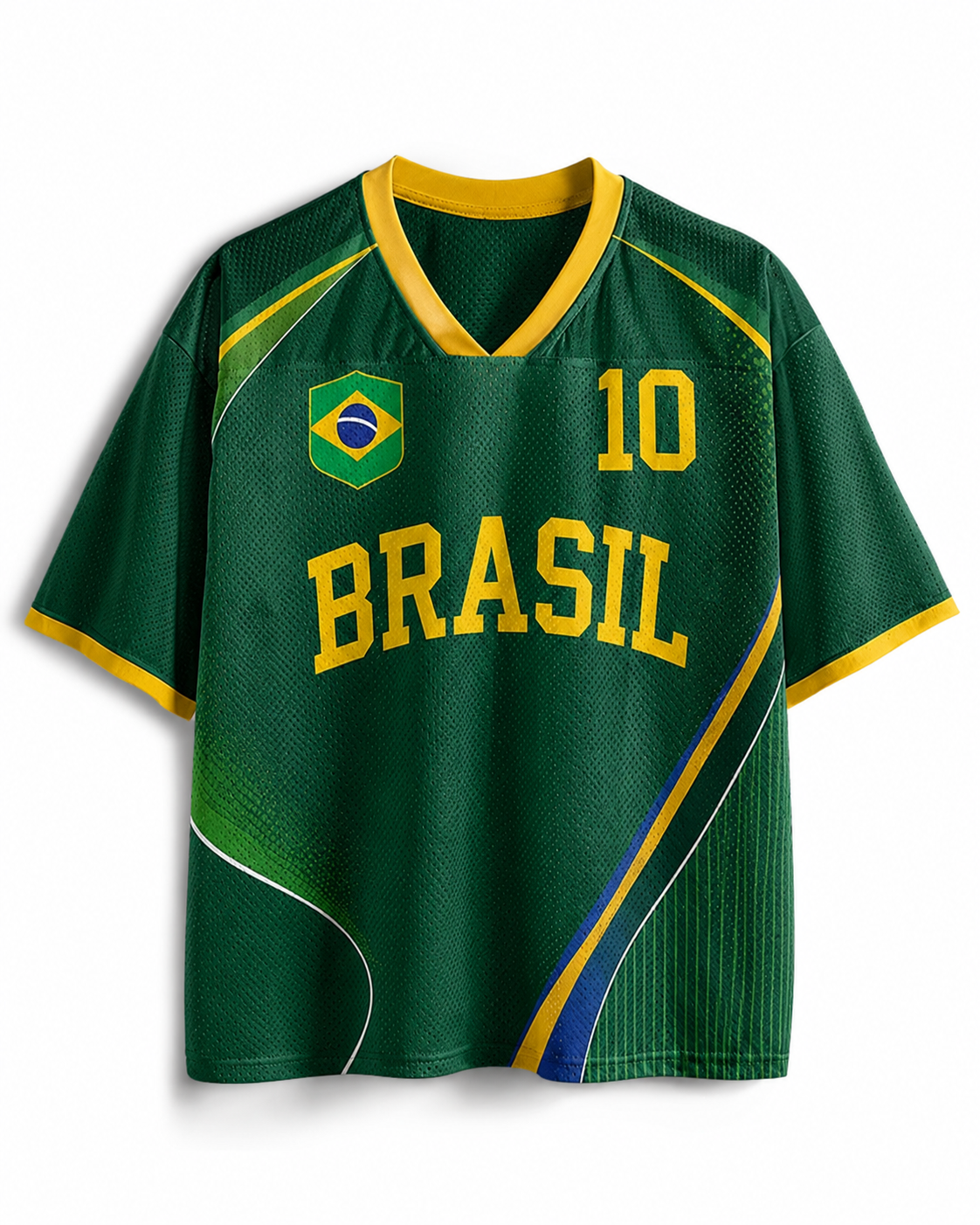 TheRetroTee Vintage Brasilien Fußball Heritage Mesh Trikot