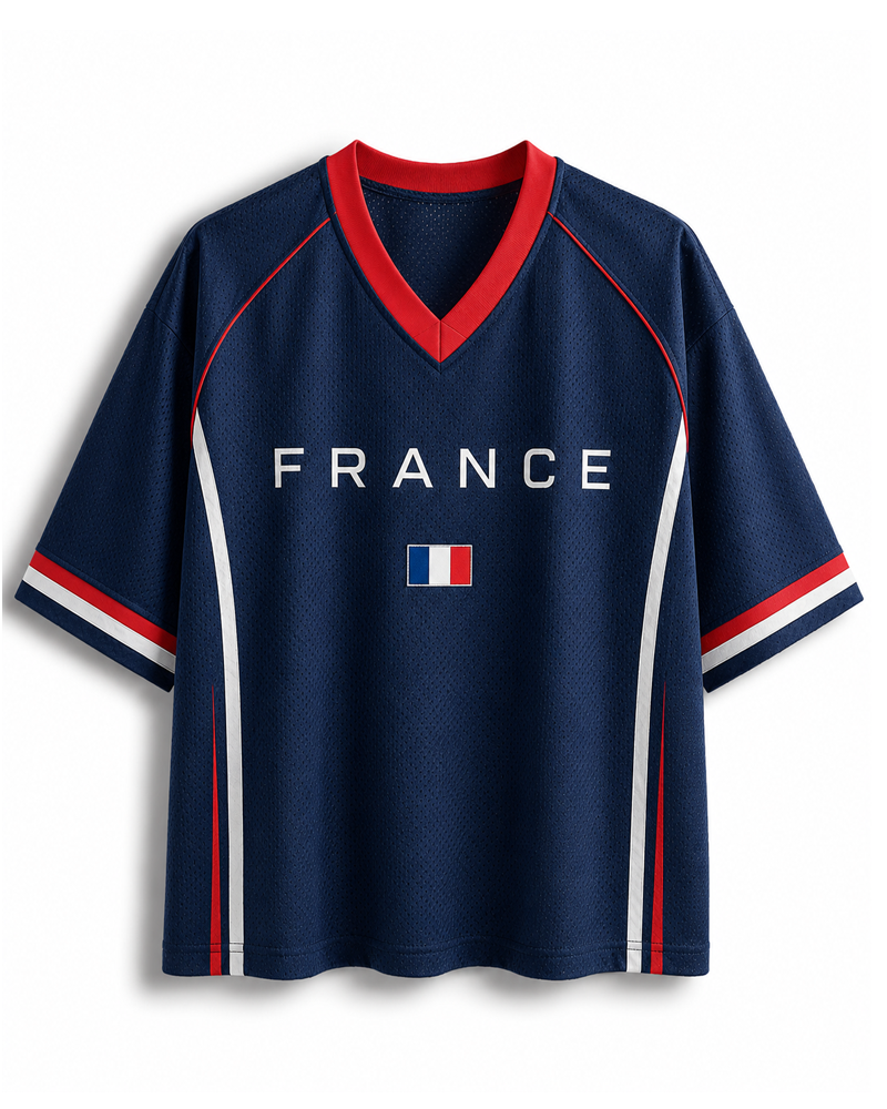TheRetroTee Vintage France Football Heritage Mesh Jersey