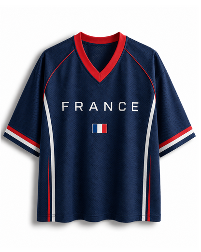 TheRetroTee Vintage France Football Heritage Mesh Jersey