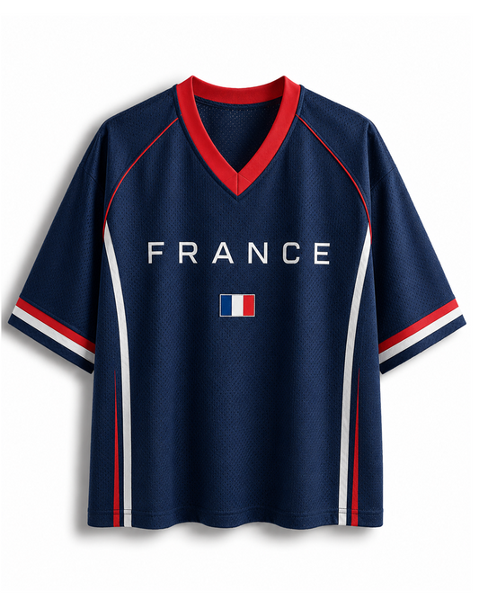 TheRetroTee Vintage France Football Heritage Mesh Jersey
