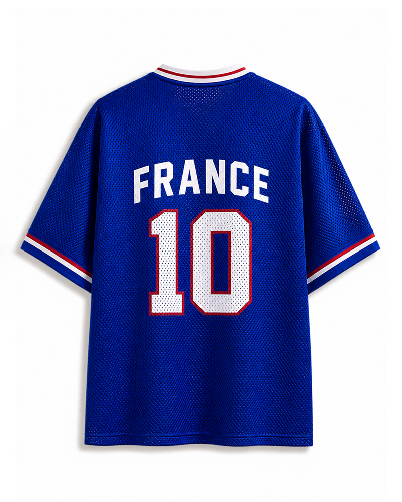 TheRetroTee Frankreich #10 Retro Fußball-Mesh-Trikot
