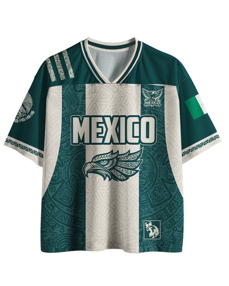 TheRetroTee Mexikanischer Azteken-Muster Mesh Trikot