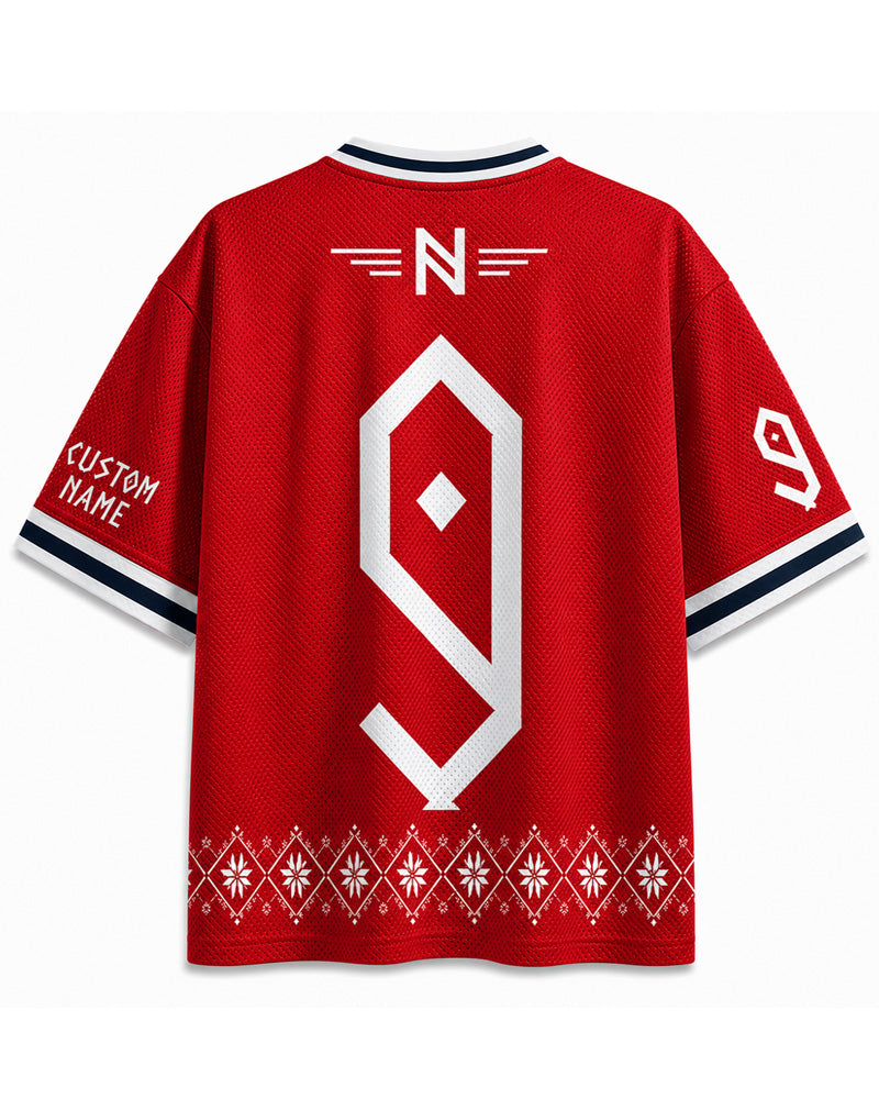 Maillot de foot en résille TheRetroTee personnalisé avec nom Norvège