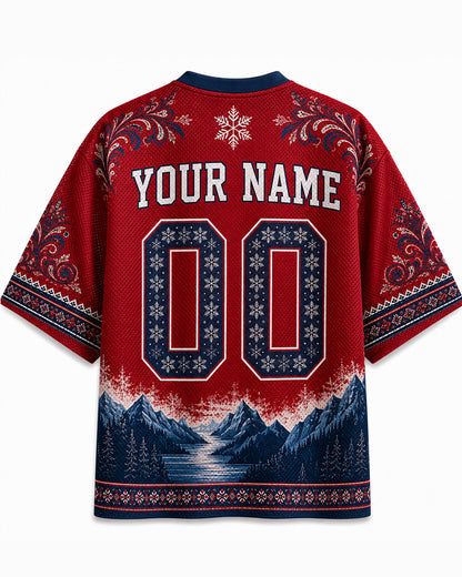 TheRetroTee Custom Name Norwegen Fußball Mesh Trikot