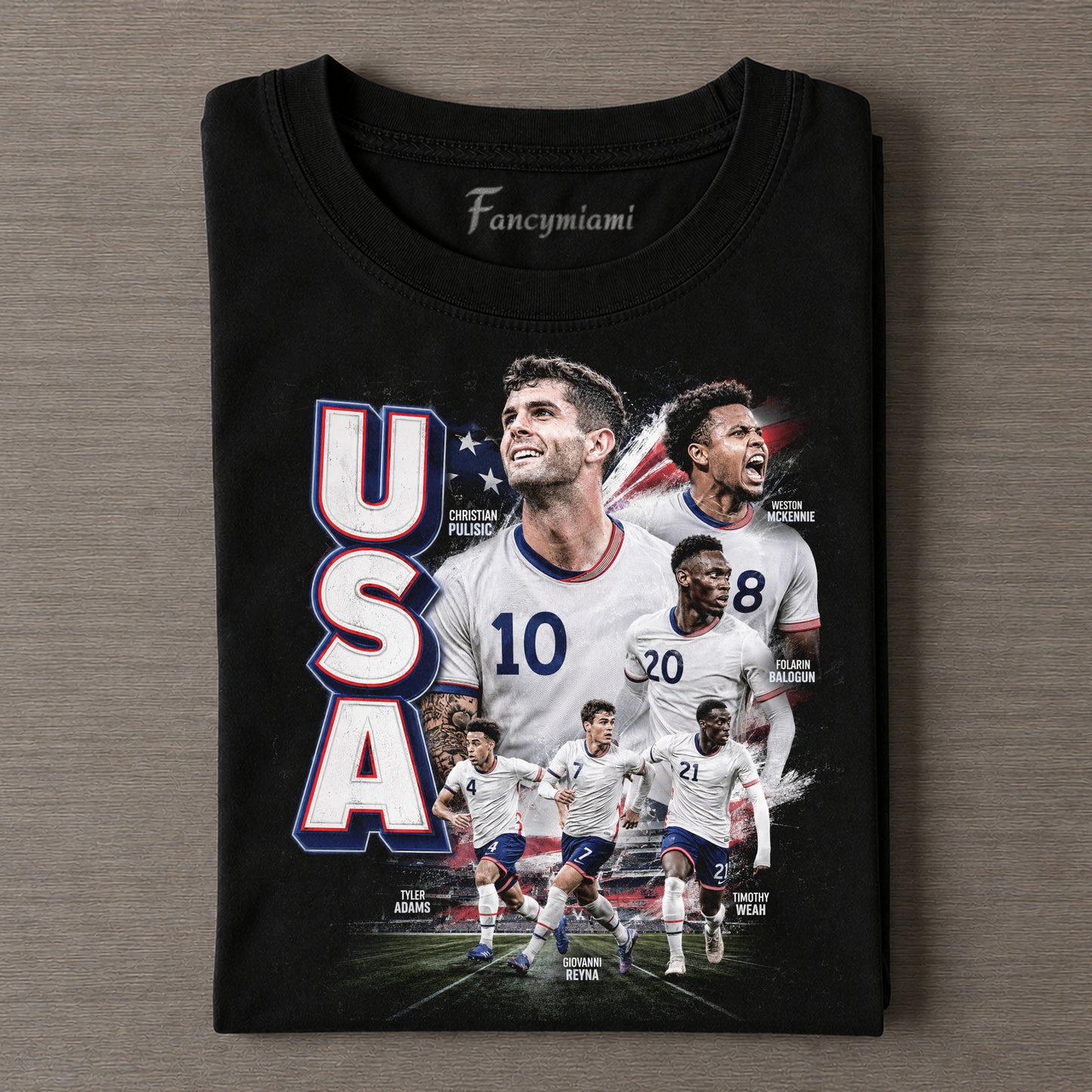 AMERIKANISCHES FUSSBALLSTAR COLLAGE GRAFIK-T-SHIRT