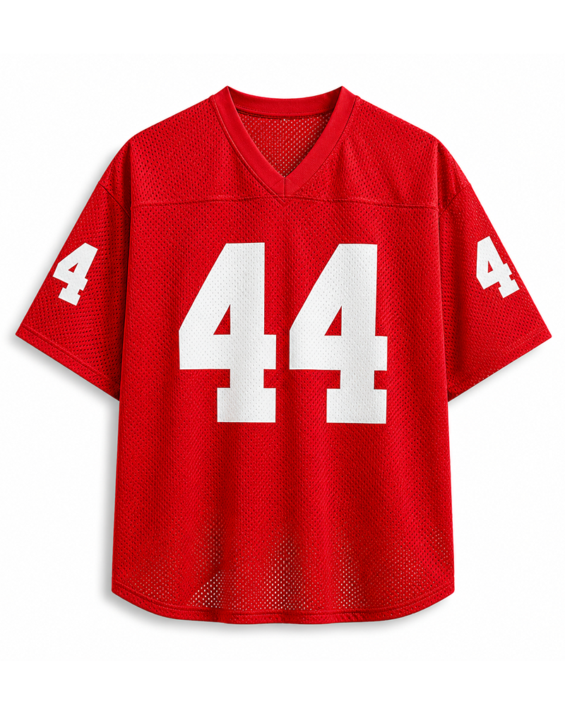 TheRetroTee Campus Sports Movie-Inspired #44 Red Mesh Football Jersey