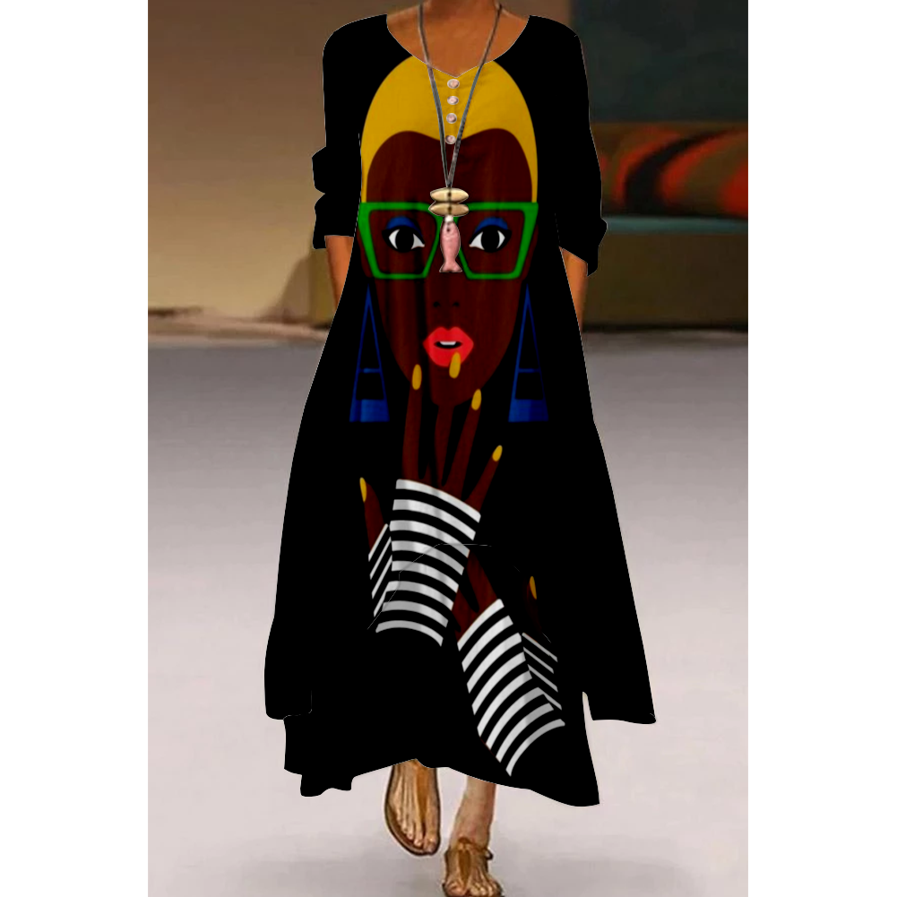 3D Printed Boho Sexy Vintage Party Maxi Dress