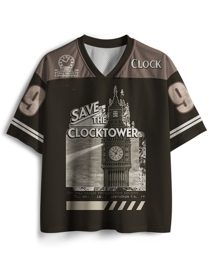 TheRetroTee Save The Clock Tower 1980s Mesh Jersey