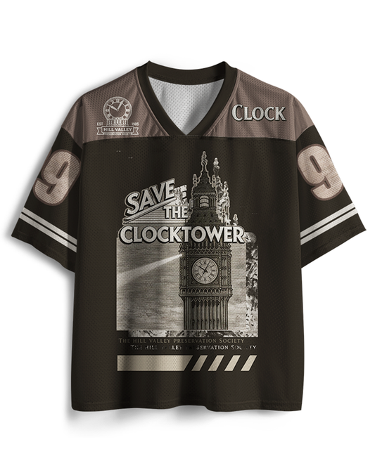 TheRetroTee Save The Clock Tower 1980s Mesh Jersey