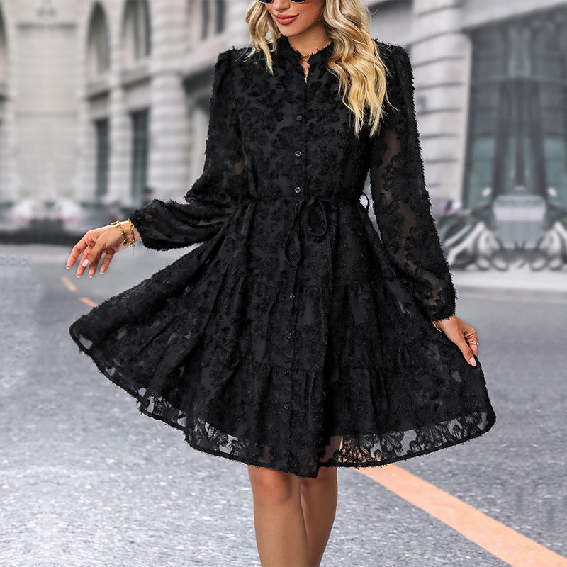 Autumn New Fashionable Long Sleeve Solid Color Women's Dress