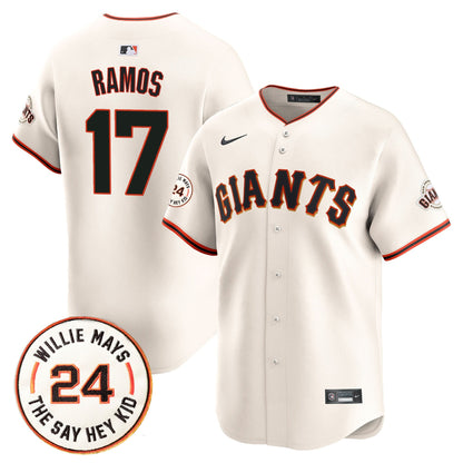 Men's San Francisco Giants 2026 Willie Mays Patch Vapor Premier Limited Jersey - All Stitched