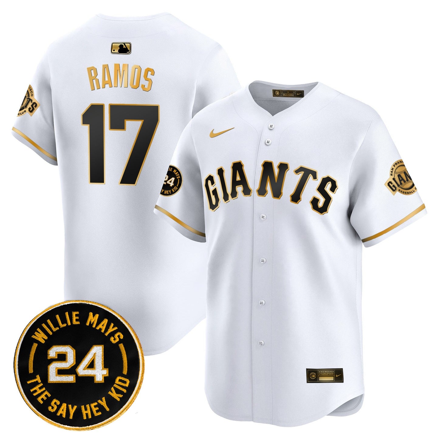 Men's San Francisco Giants 2026 Willie Mays Patch Vapor Premier Limited Jersey - All Stitched