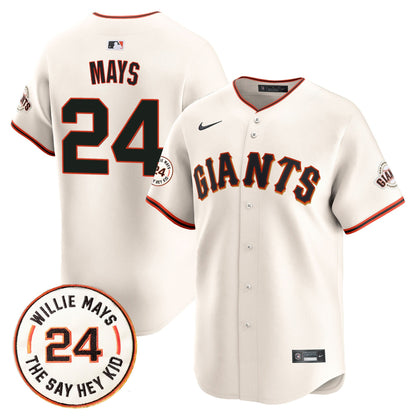 Men's San Francisco Giants 2026 Willie Mays Patch Vapor Premier Limited Jersey - All Stitched