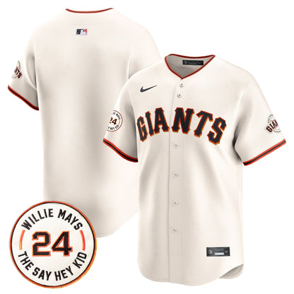 Men's San Francisco Giants 2026 Willie Mays Patch Vapor Premier Limited Jersey - All Stitched