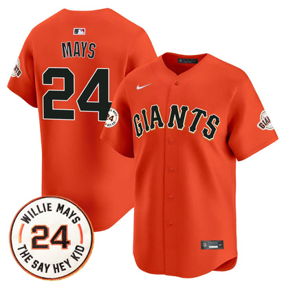 Men's San Francisco Giants 2026 Willie Mays Patch Vapor Premier Limited Jersey - All Stitched