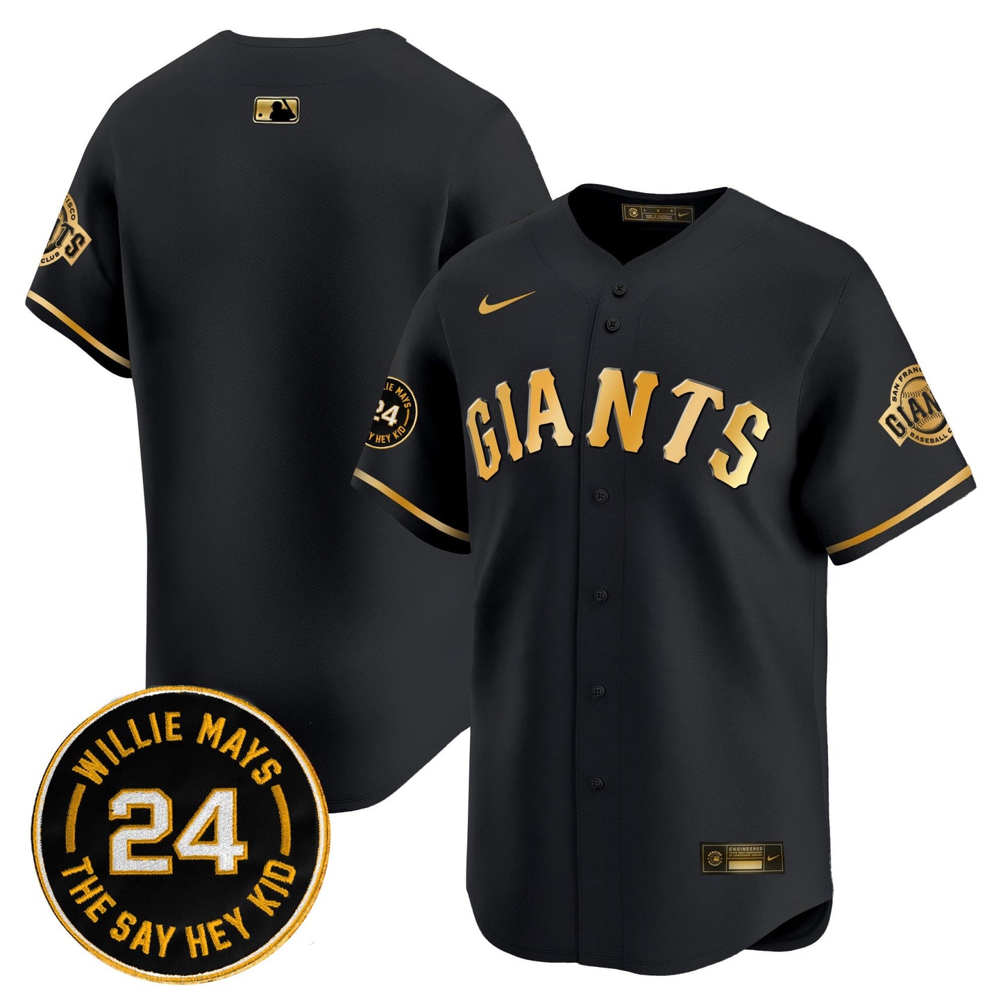 Men's San Francisco Giants 2026 Willie Mays Patch Vapor Premier Limited Jersey - All Stitched