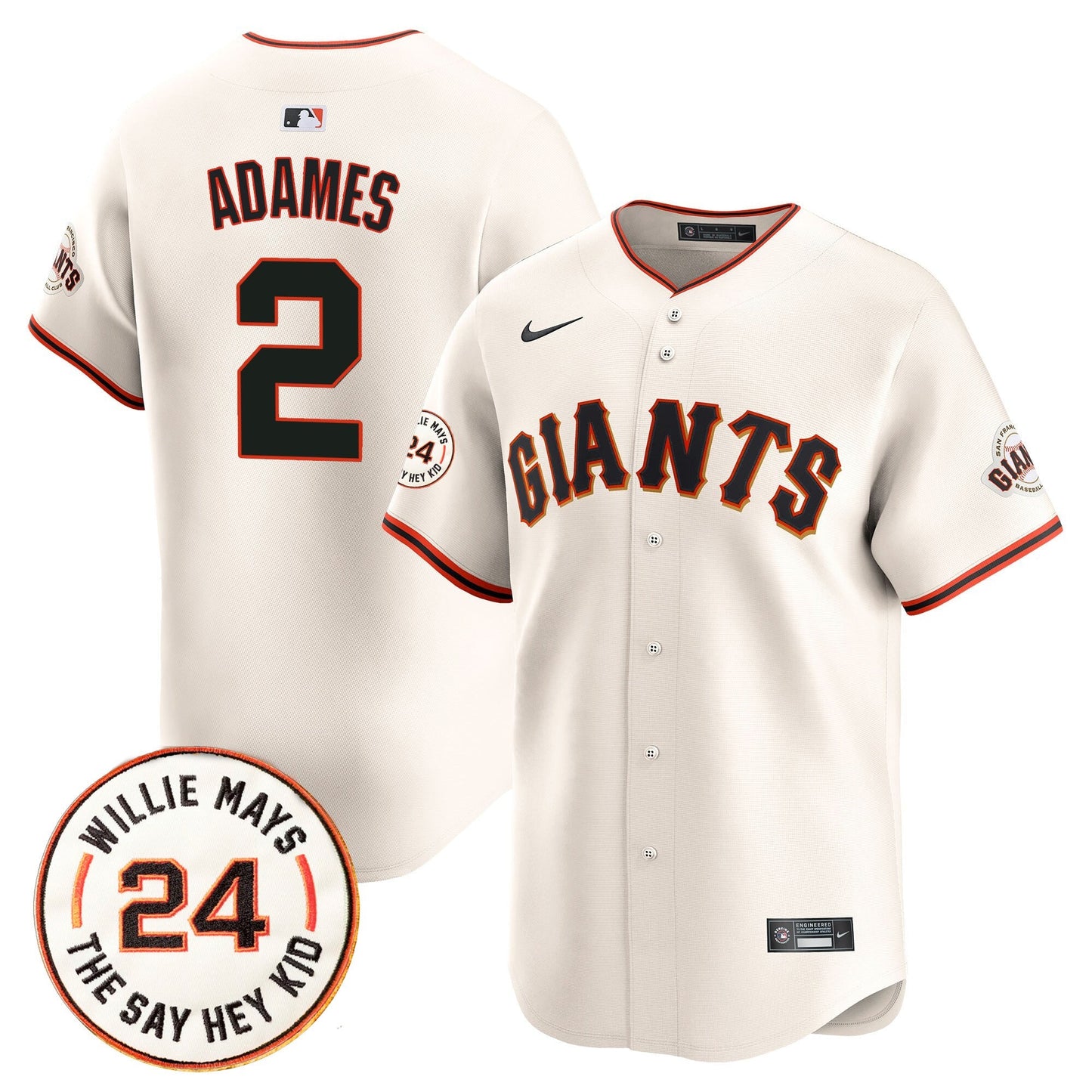 Men's San Francisco Giants 2026 Willie Mays Patch Vapor Premier Limited Jersey - All Stitched