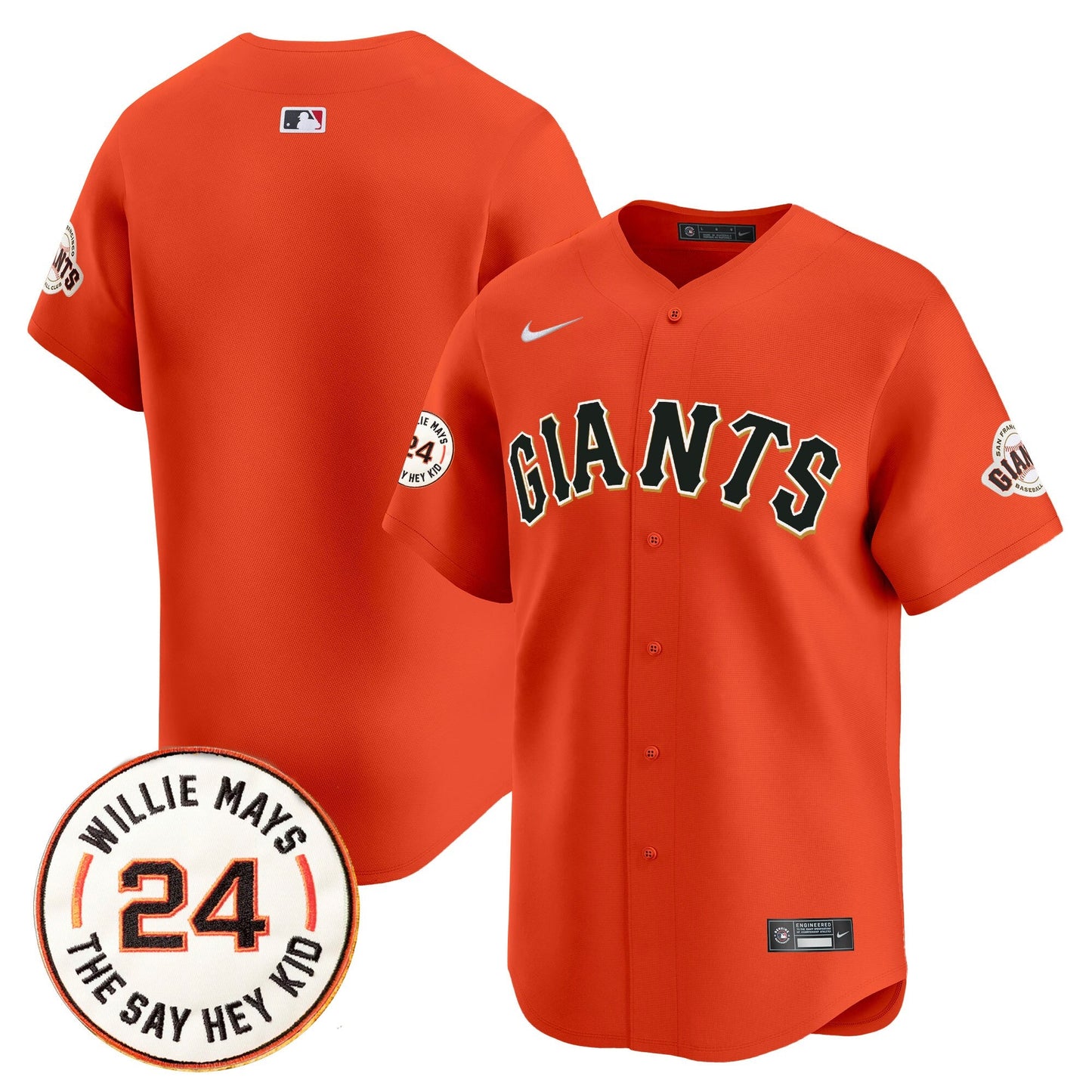 Men's San Francisco Giants 2026 Willie Mays Patch Vapor Premier Limited Jersey - All Stitched